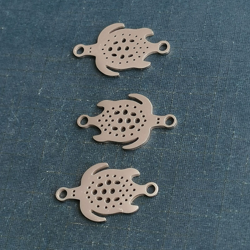 Mirror polished stainless steel double hollowed turtle turtle bracelet pendant DIY accessory connector thumbnail