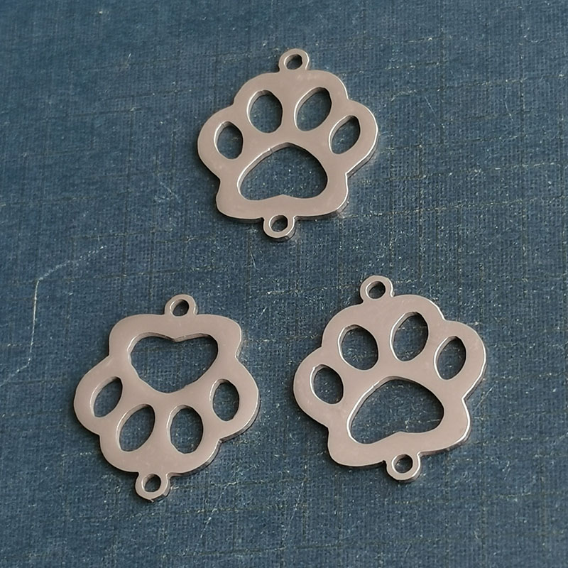 Titanium steel animal dog paw pendant fully polished laser-cut stainless steel jewelry diy pendant pendant with pendant ring pendant