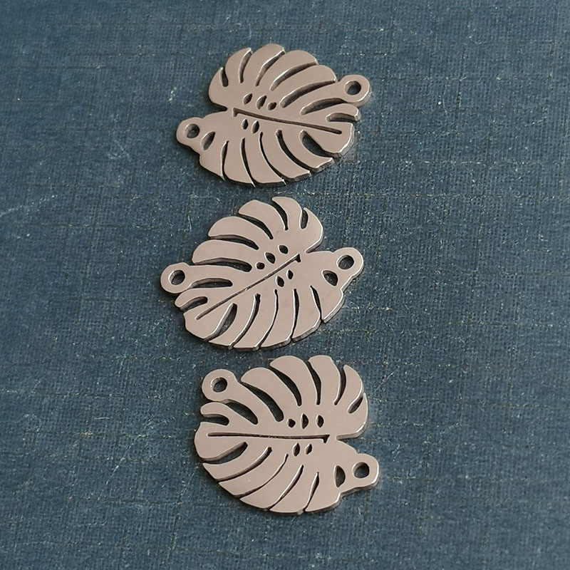 Foreign trade hot mirror stainless steel leaves leaves DIY jewelry accessories connector bracelet pendant thumbnail