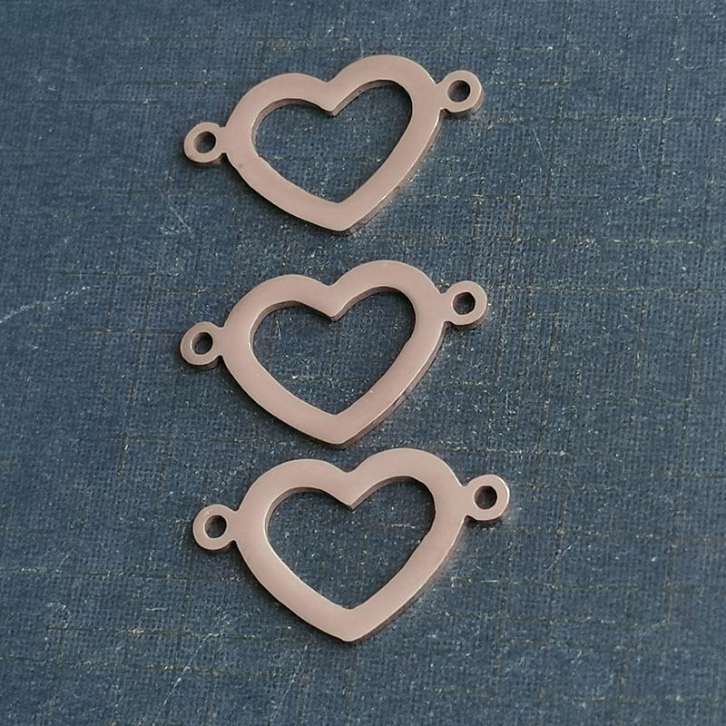 Hollow love stainless steel bracelet pendant accessories Double hole double polished stainless steel sheet custom