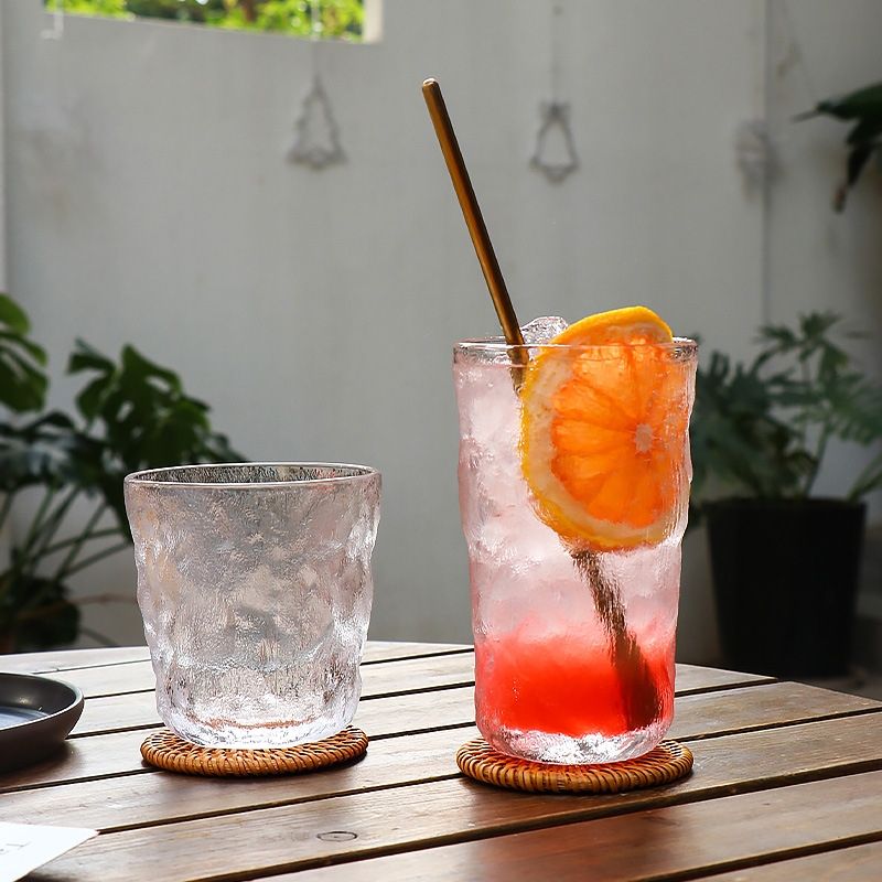 Ice grain glass cup water cup women's summer beer cup home milk cup INS wind drink coffee cup