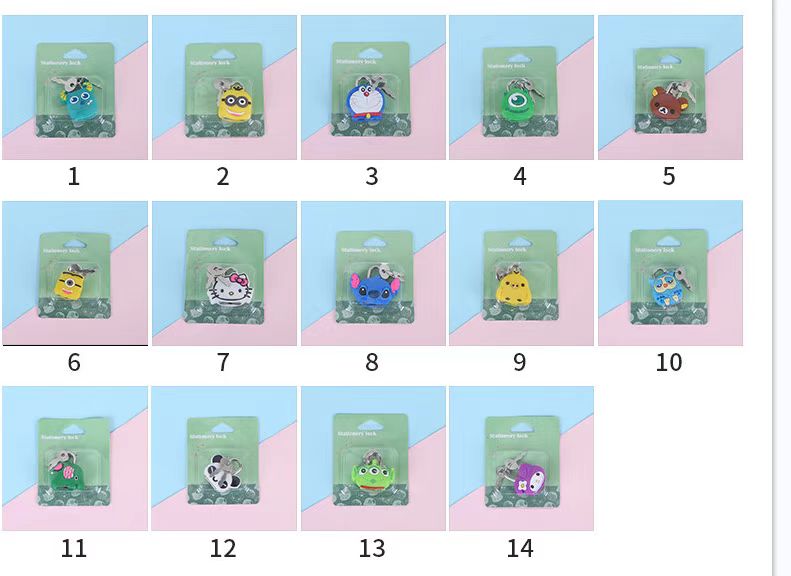 Silicone cartoon mini lock Creative fashion super cute padlock password small lock full figure