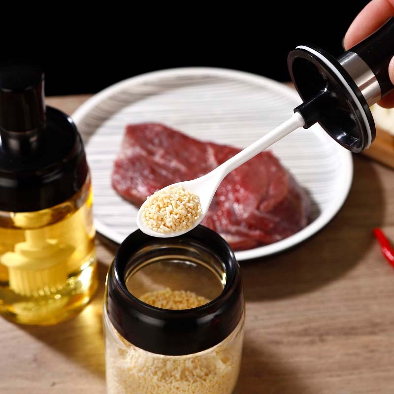 Seasoning jar glass salt jar kitchen seasoning jar seasoning jar household oil pot salt MSG seasoning box combination set