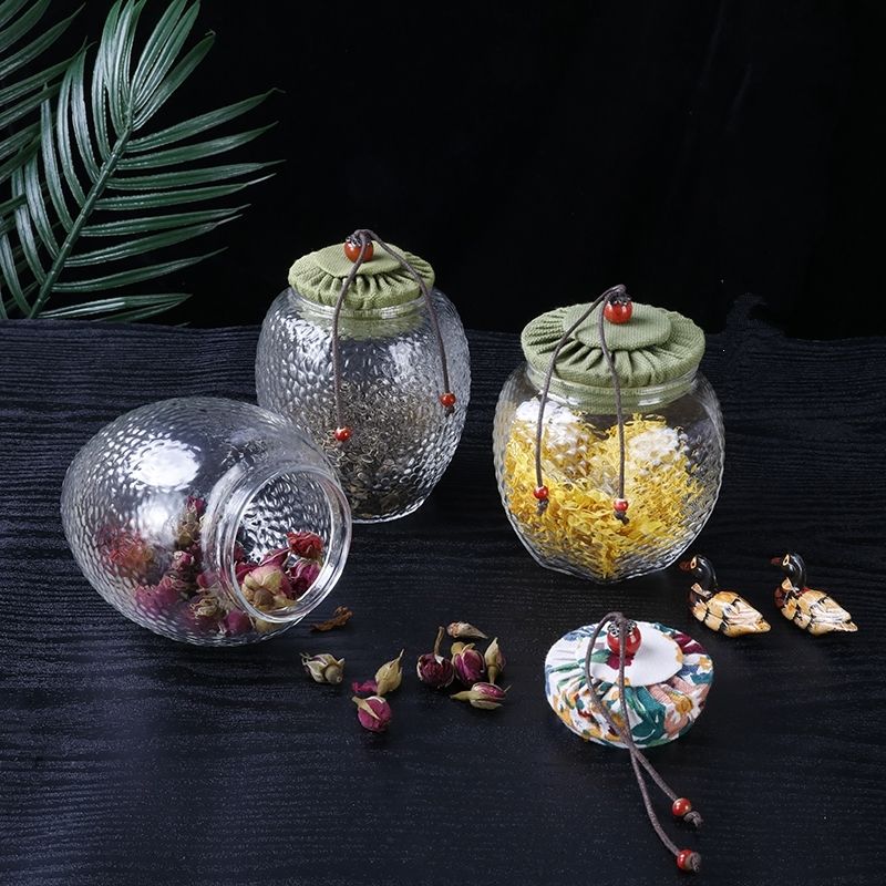Tea canister glass storage tea sealed storage tank hammer grain portable storage tank storage tank single tank thumbnail