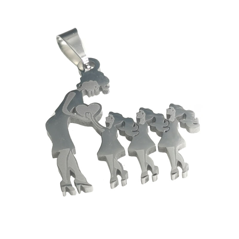 Cross-border family series necklace a family of four mother three daughter pendant stainless steel pendant wholesale thumbnail