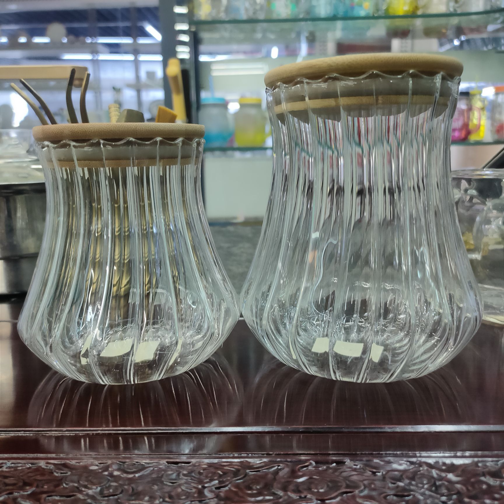 Striped tea canister vintage sugar canister household multigrain storage canister flower tea canister glass storage canister coffee canister