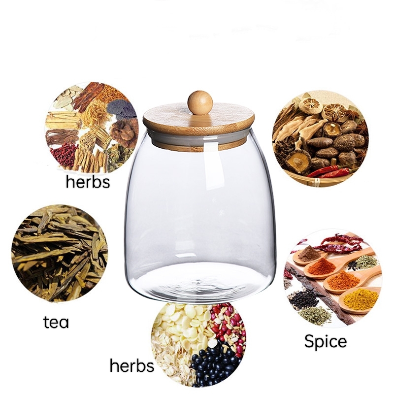 Food grade transparent glass tea canister sealed canister seasoning storage canister flower tea canister black tea bottle with lid