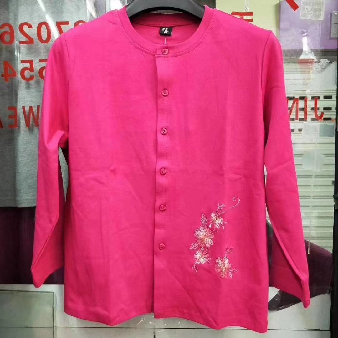 Cotton Spring And Autumn Increase Plus Fat Old Mother Cardigan Embroidered Long Sleeve Single Top Specification drawing
