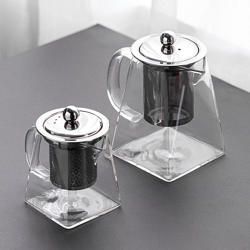 Glass teapot set household tea separation infuser high temperature boiling kettle Kung Fu tea set steaming square teapot