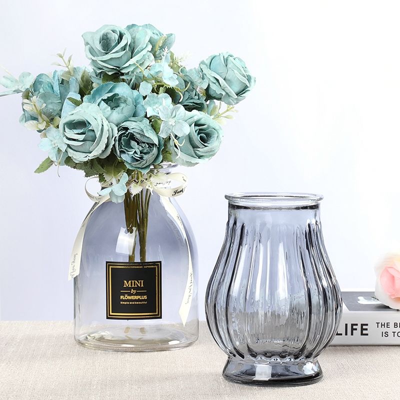 Garden wind glass vase decoration origami European style transparent color hydroponic household table flower vase decoration
