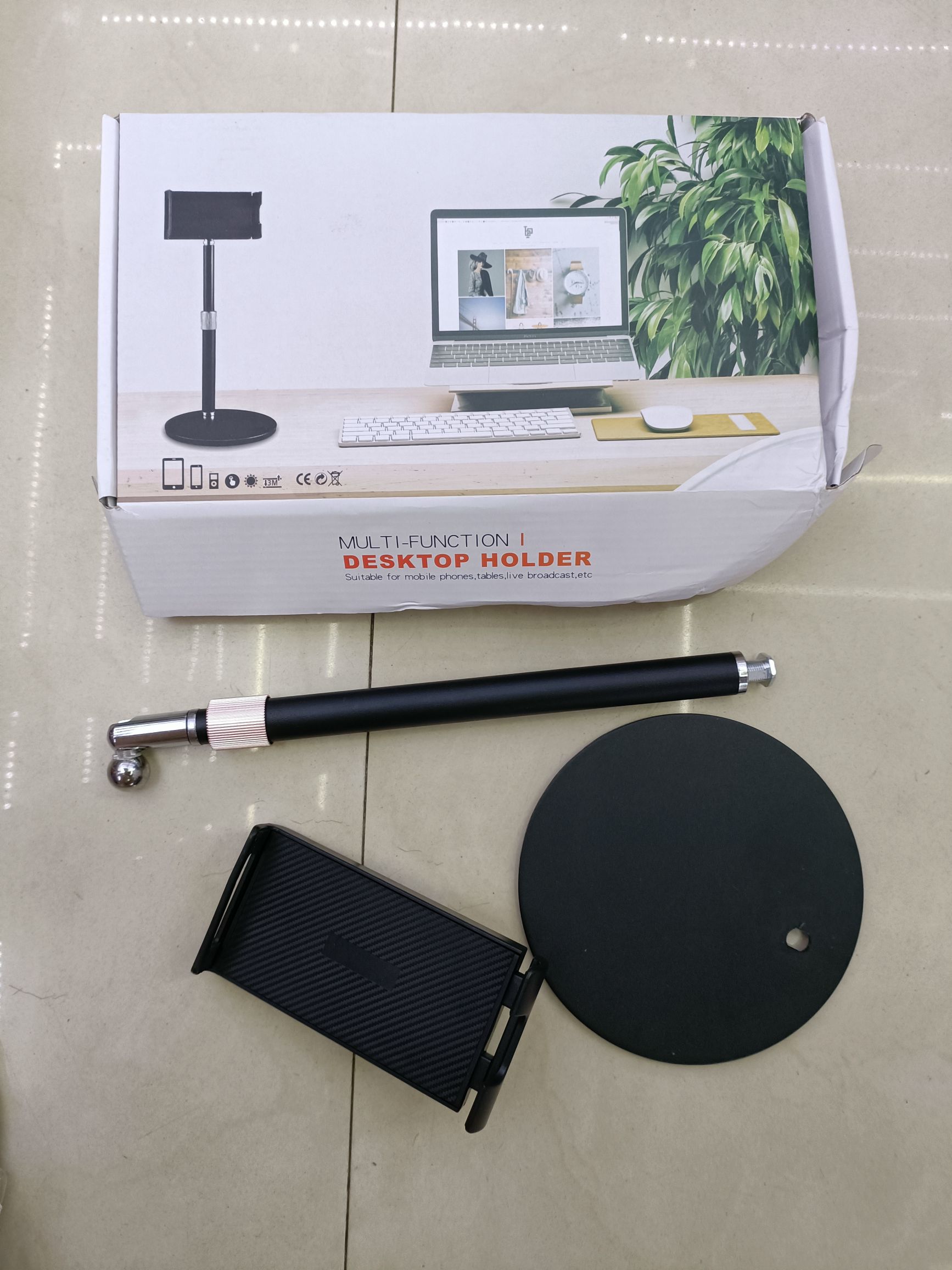 Table top retractable clamp bracket with round bottom