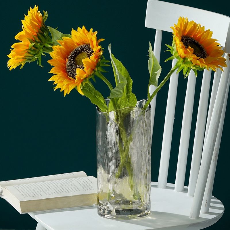 Nordic wind irregular bottle mouth flowers glass vase table bedroom decoration light luxury high-end decoration crafts thumbnail