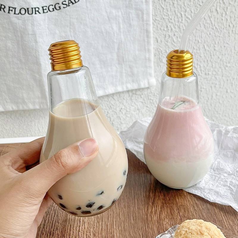 Light bulb drink bottle milk tea bottle glass bulb bottle yogurt cup juice milk tea shop cup