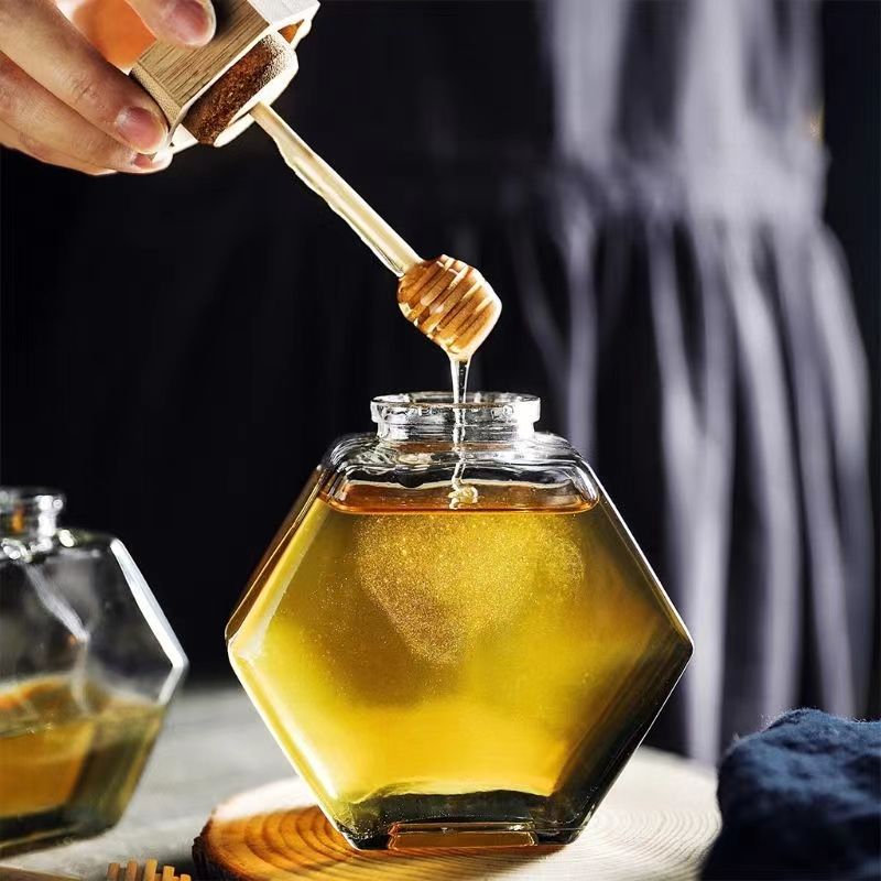 Glass bottle sealed jar with lid food grade crisper jar honey jar jam jar with mixing stick