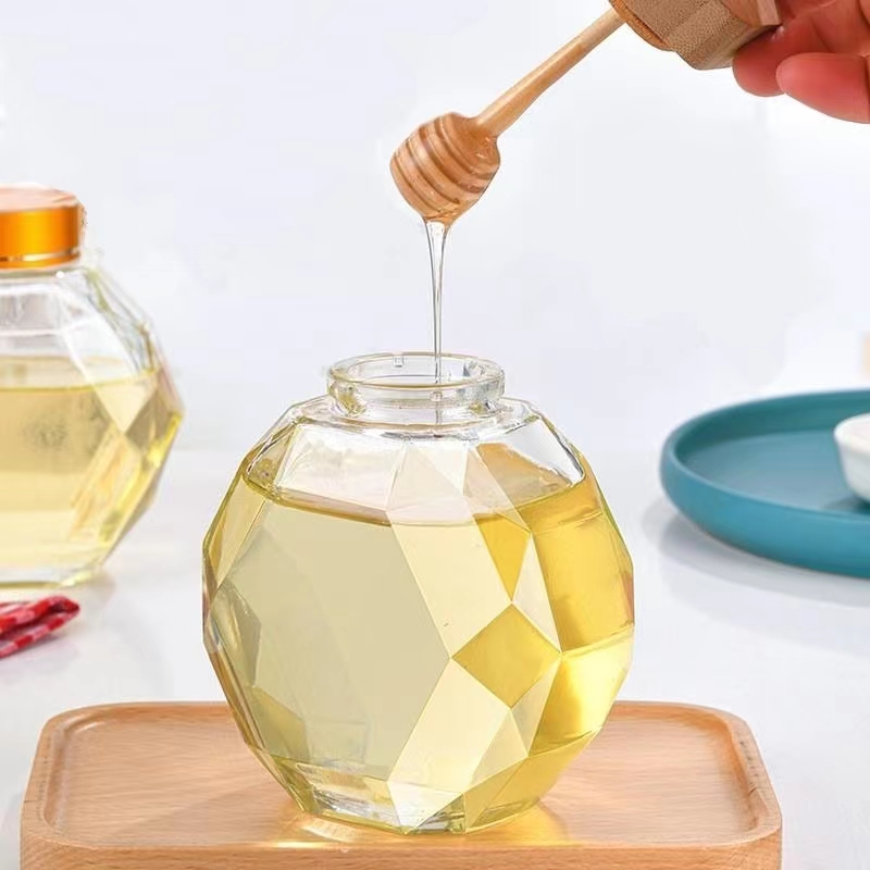 Honey bottle Honey special bottle sealed jar Glass honey jar creative glass bottle honey stick separate bottle