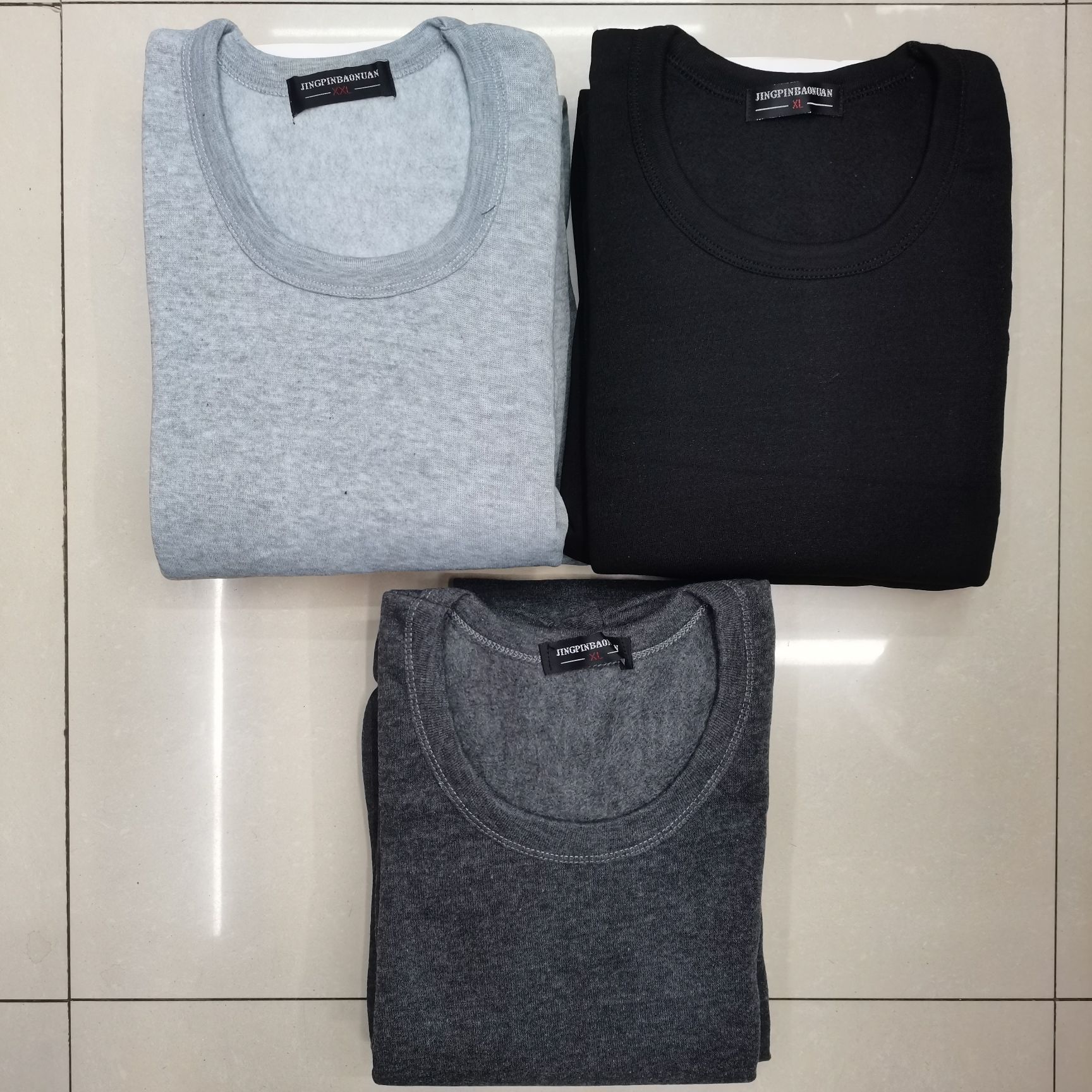 Foreign Trade Men's Autumn And Winter Pulled Hair Thermal Underwear Set Natural Constant Temperature Lock Heat Item Picture