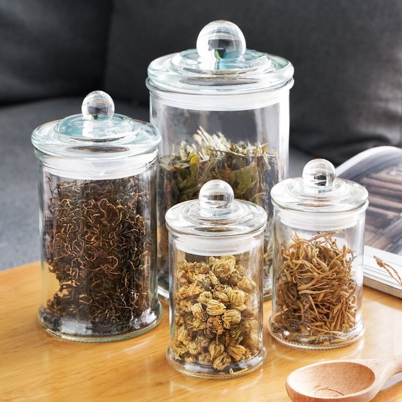 Sealed jar glass storage jar Glass jar Honey bottle milk powder tea jar portable moisture-proof glass bottle