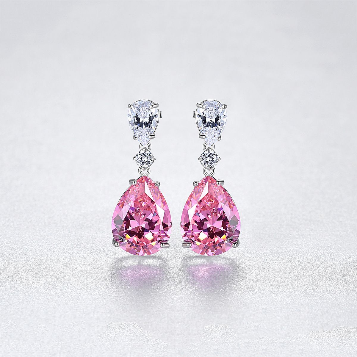 Bridal Earrings 925 Silver ladies Haute couture retro court style pink jewel earrings earrings pendant jewelry
