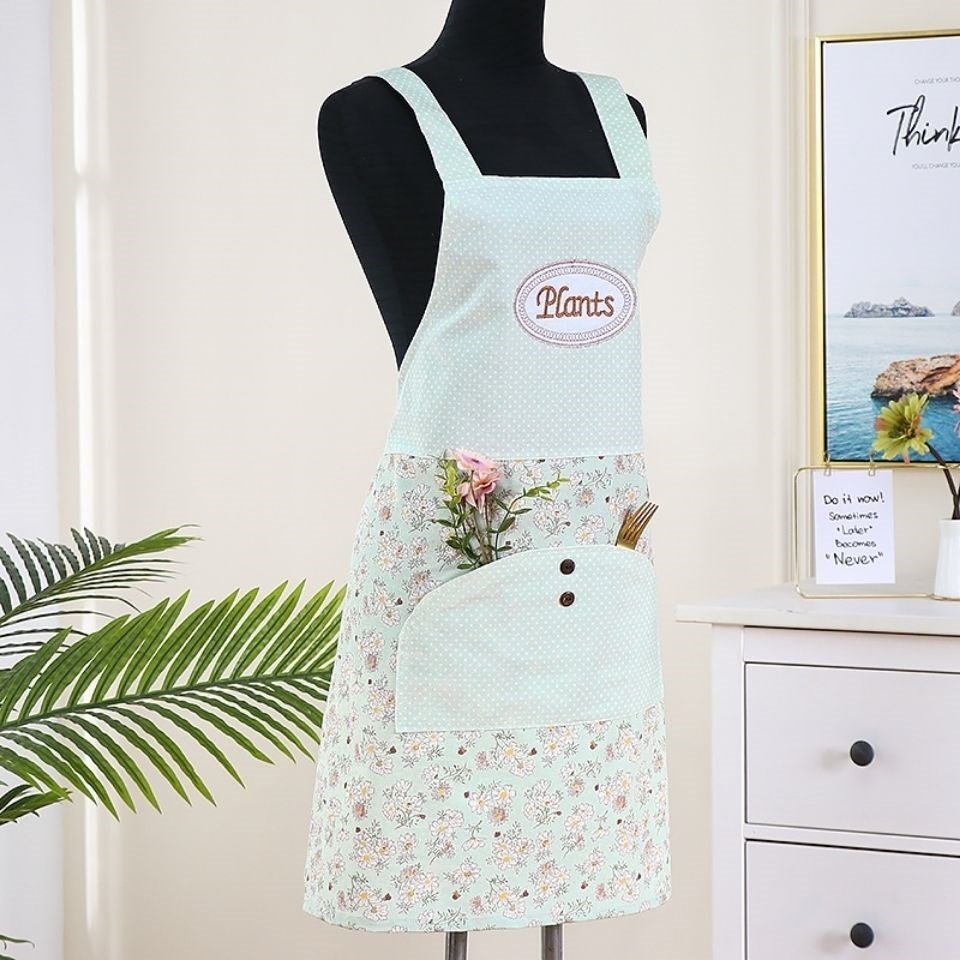 Home Apron Men's And Women's Kitchen Cooking Fashion Korean Version Of Home Cute Shoulder Belt Waist