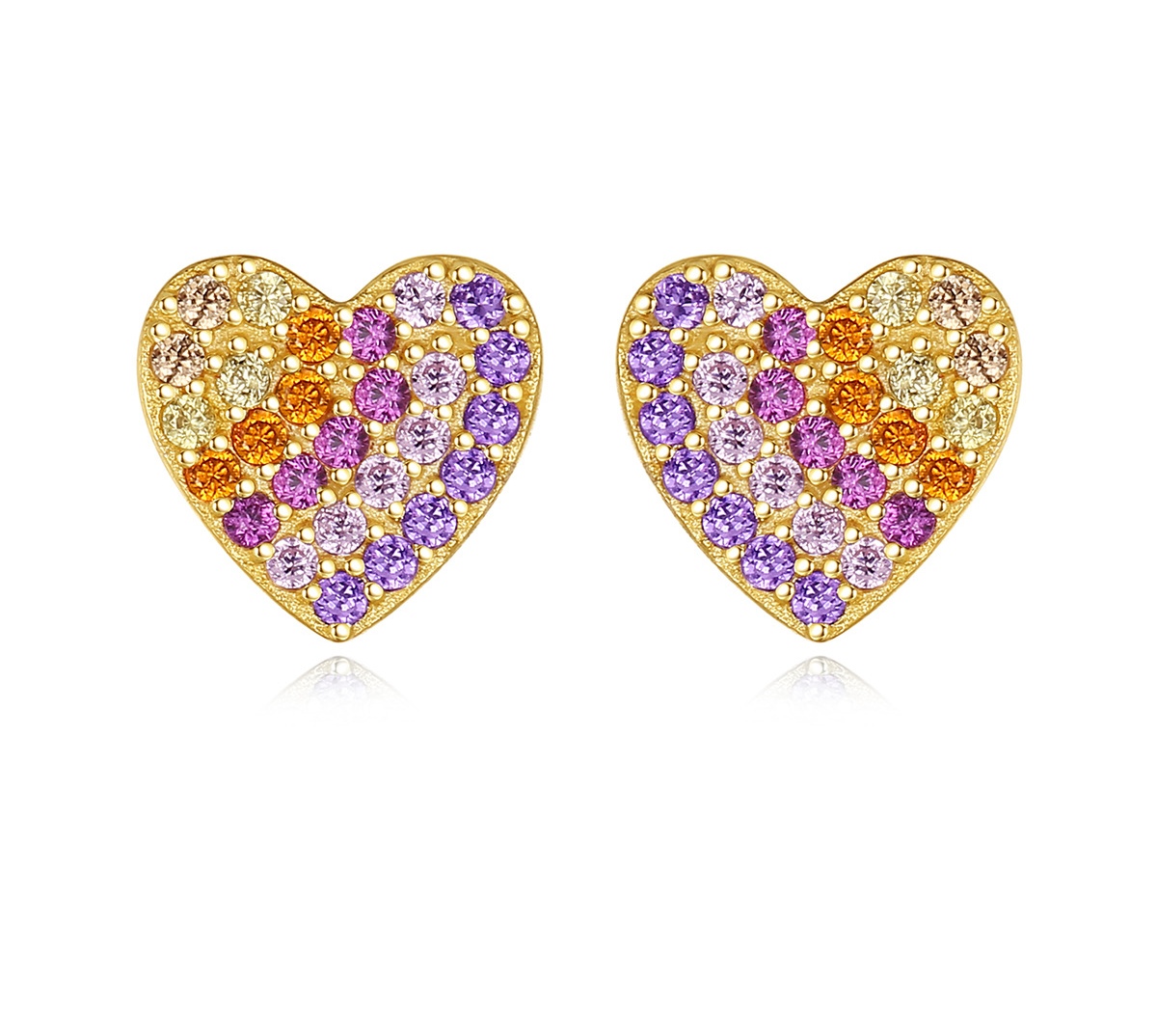 Colored silver earrings 925 silver earrings earrings love Korean version of ins ethos sweet quality