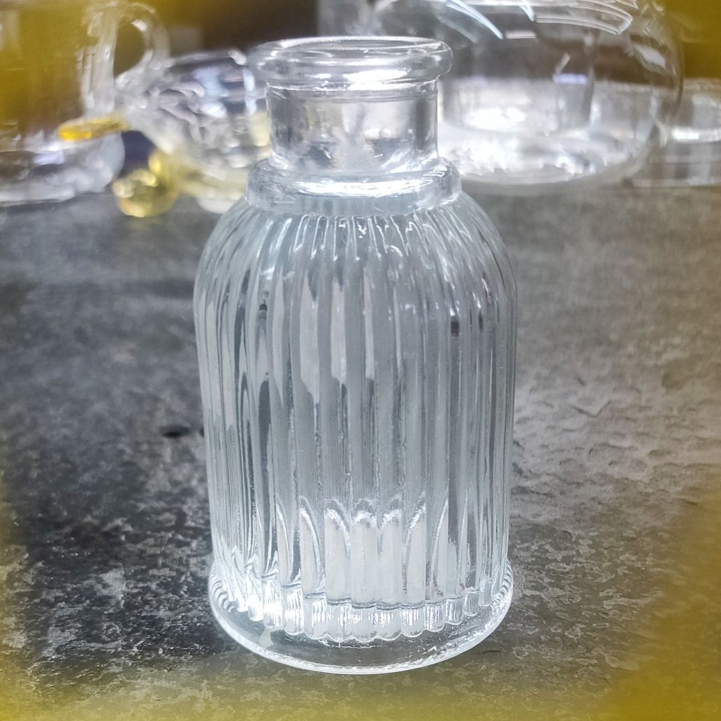 French vintage relief glass mini vase INS wind transparent hydroponic flower vase table decoration