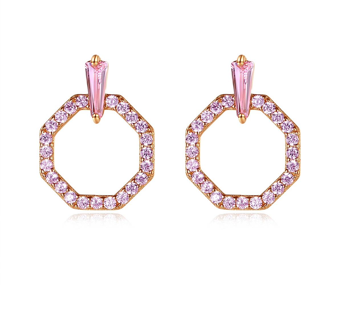 Korean earrings Small fragrant wind S925 silver earrings powder zirconium earrings elegant fashion wedding dress accessories