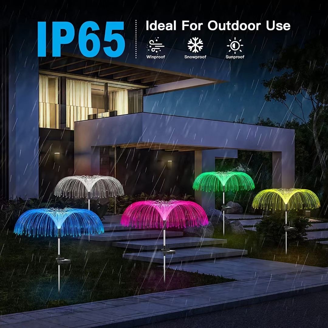 Hot LED solar fiber jellyfish light outdoor garden garden dandelion solar lawn light
