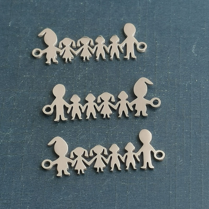 Titanium steel fashion stainless steel Accessories Connecting Accessories diy double hole family Parents two men two women bracelet pendants