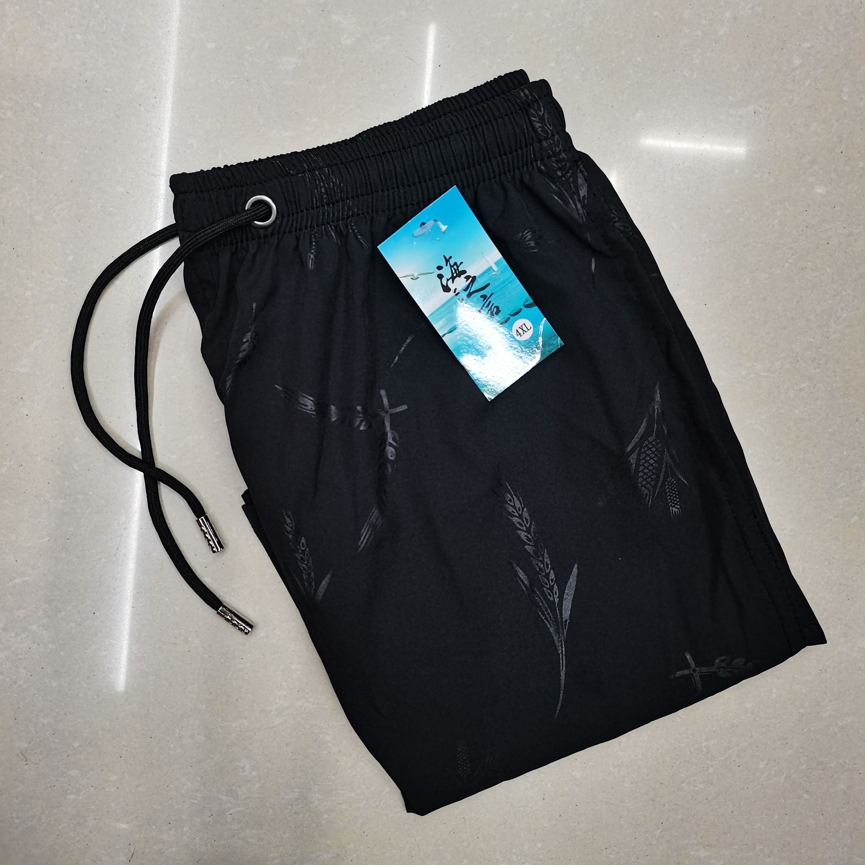 Summer Quick Dry Breathable Print Plus Fat Beach Pants Fat Old Pants Specification drawing