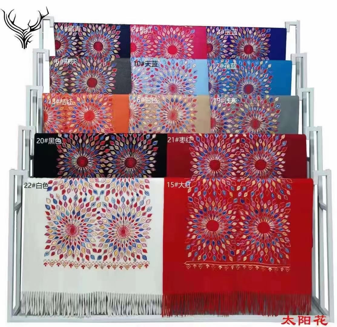 2022 New Imitation Cashmere Embroidered Long Scarf National Wind Long Scarf Manufacturers Direct Sales Application Scenario