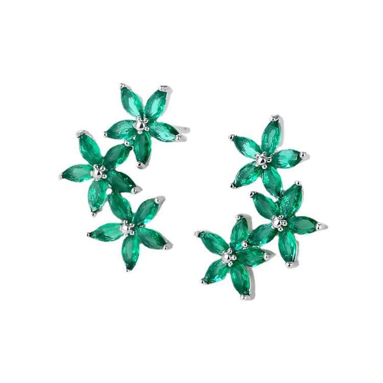 New ins cold wind horse eye zircon net red crystal zircon earrings flower earrings