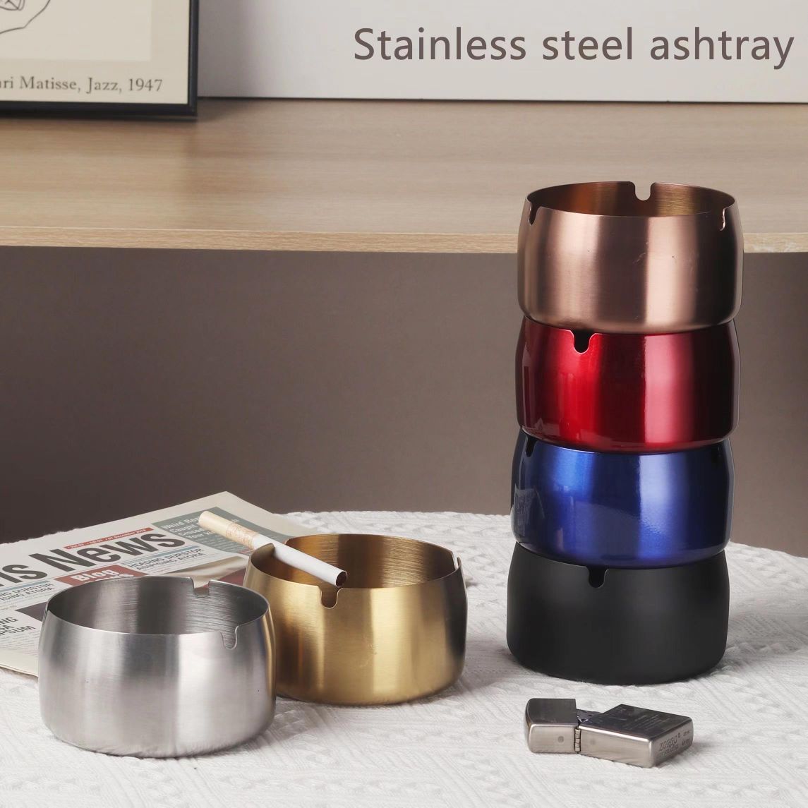 Quality thickened stainless steel drum ashtray new creative thumbnail