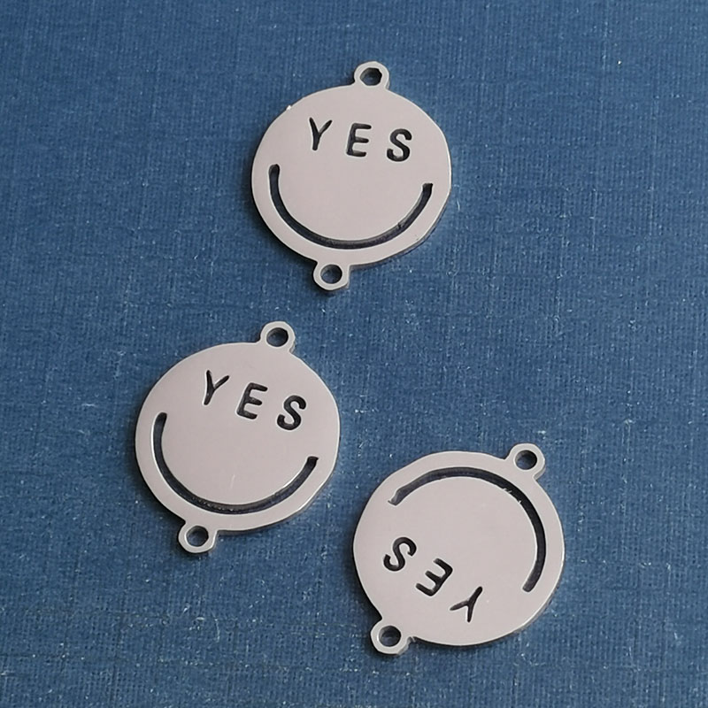 The same national tide titanium steel smiley yes bracelet pendant expression male and female couples hip hop punk accessories