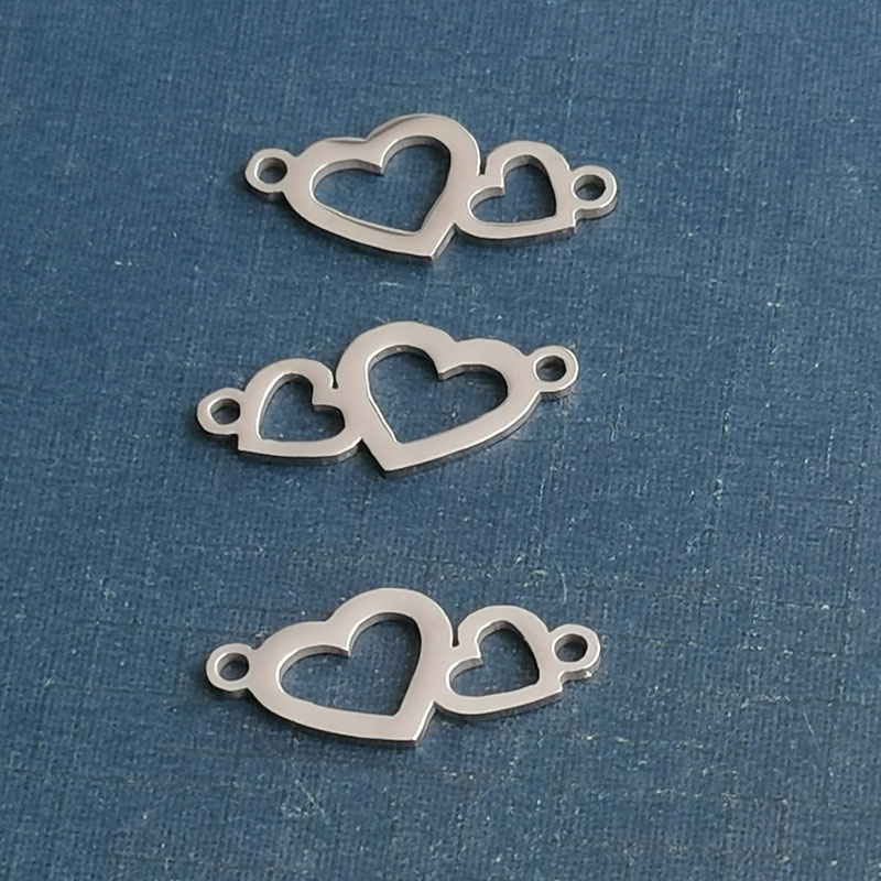 Titanium steel stainless steel hollow heart connector bracelet pendant Heart pendant DIY jewelry accessories