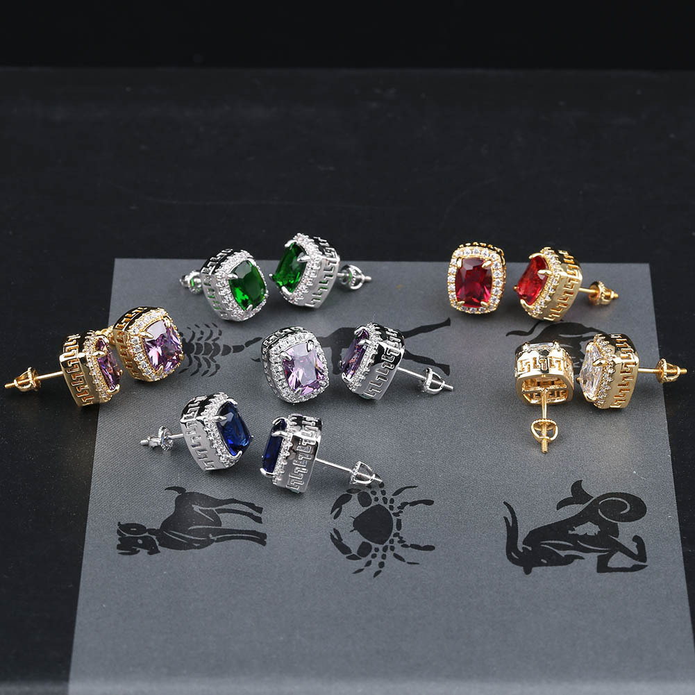Explosive Europe and the United States full of gems hip hop earrings color big zircon
