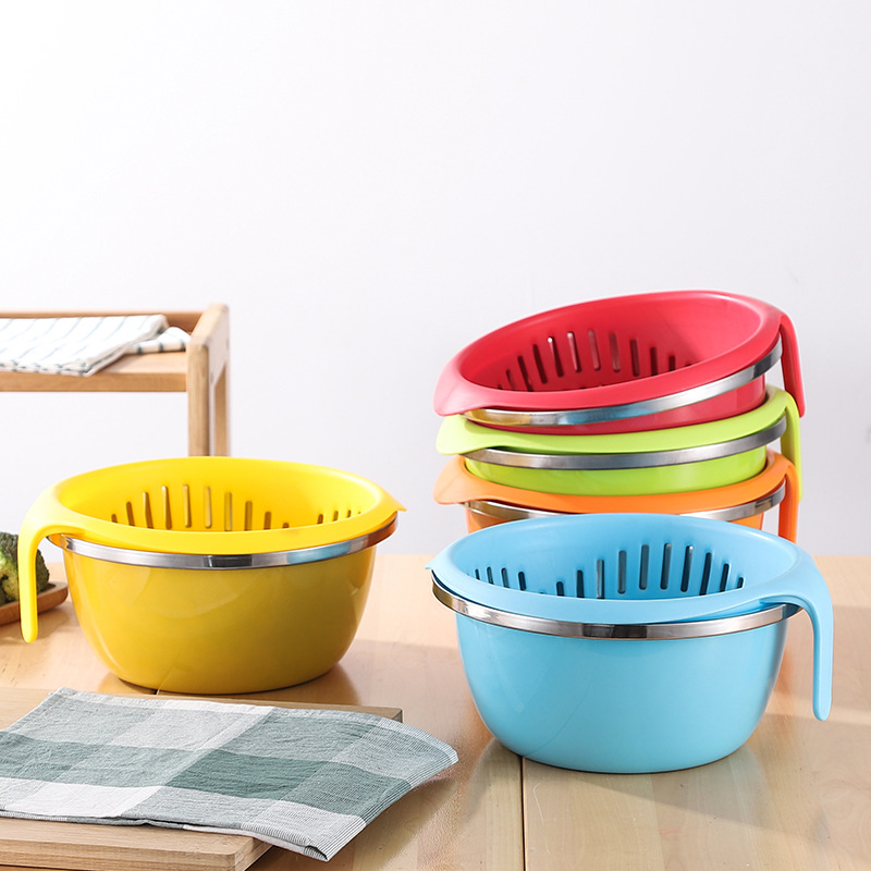 Stainless steel drain basin a dual-use thickened egg whisk and noodle wash basin Drain basin