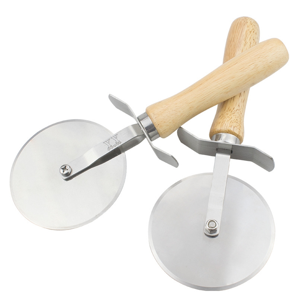 Stainless Steel Wooden Handle Pizza Wheel knife Pizza crust Crepe West cake Pastry Cutting wheel knife medium pie knife hob thumbnail