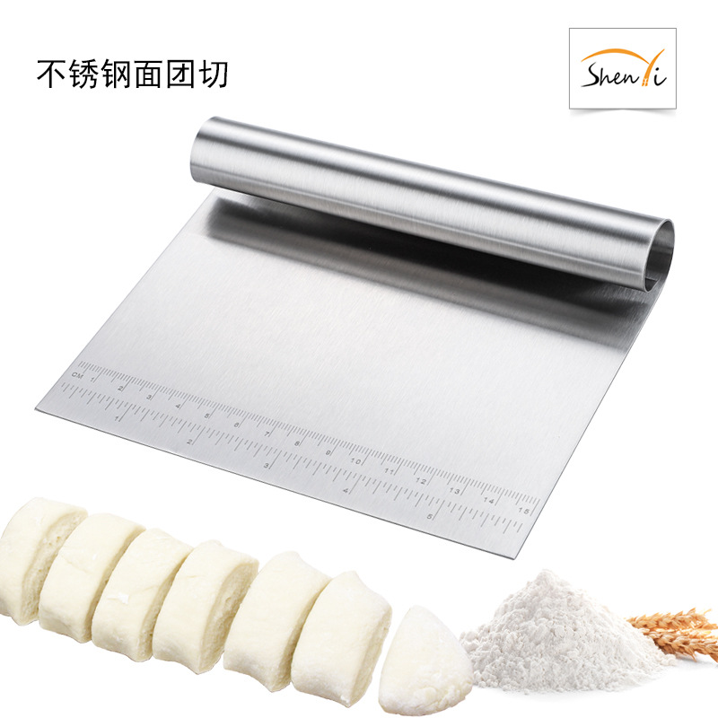 Off-the-shelf All Stainless Steel Flour scraper intestine powder scraper plate knife Noodle knife Flour cutting kitchen tool thumbnail
