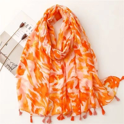 Encryption Sha T Paris Gauze Hanging Beard Women's Scarf Scarf Shawl Shawl Headscarf Spring Summer Autumn Leisure Fashion Foreign Trade Printed Sunscreen All Korean Version Of Europe And The United States Fashion Hypermarket Promotion Live Burst Beach Towel