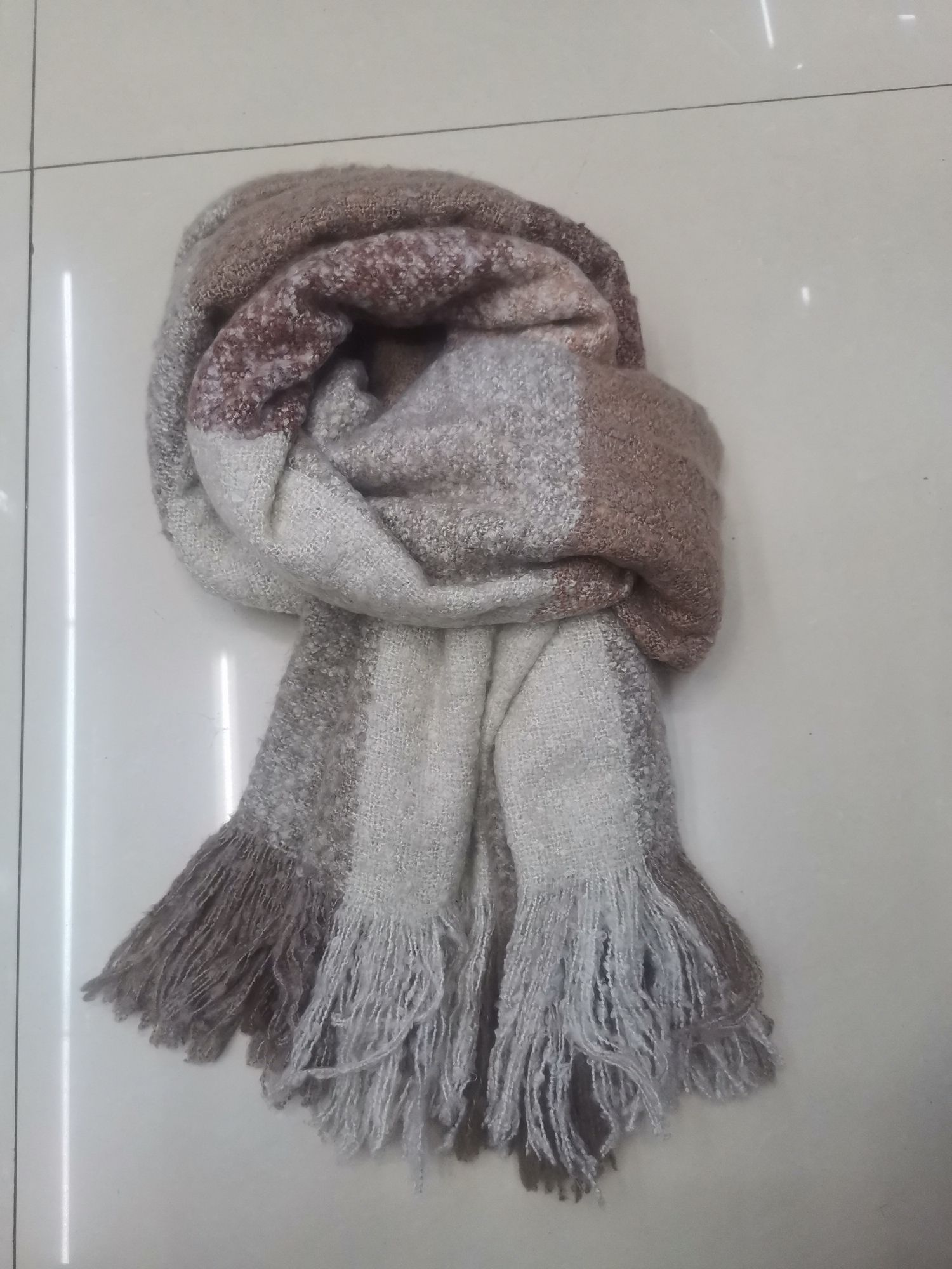 Loop Gauze Check Medium Towelette Coffee Ten Beige details Picture