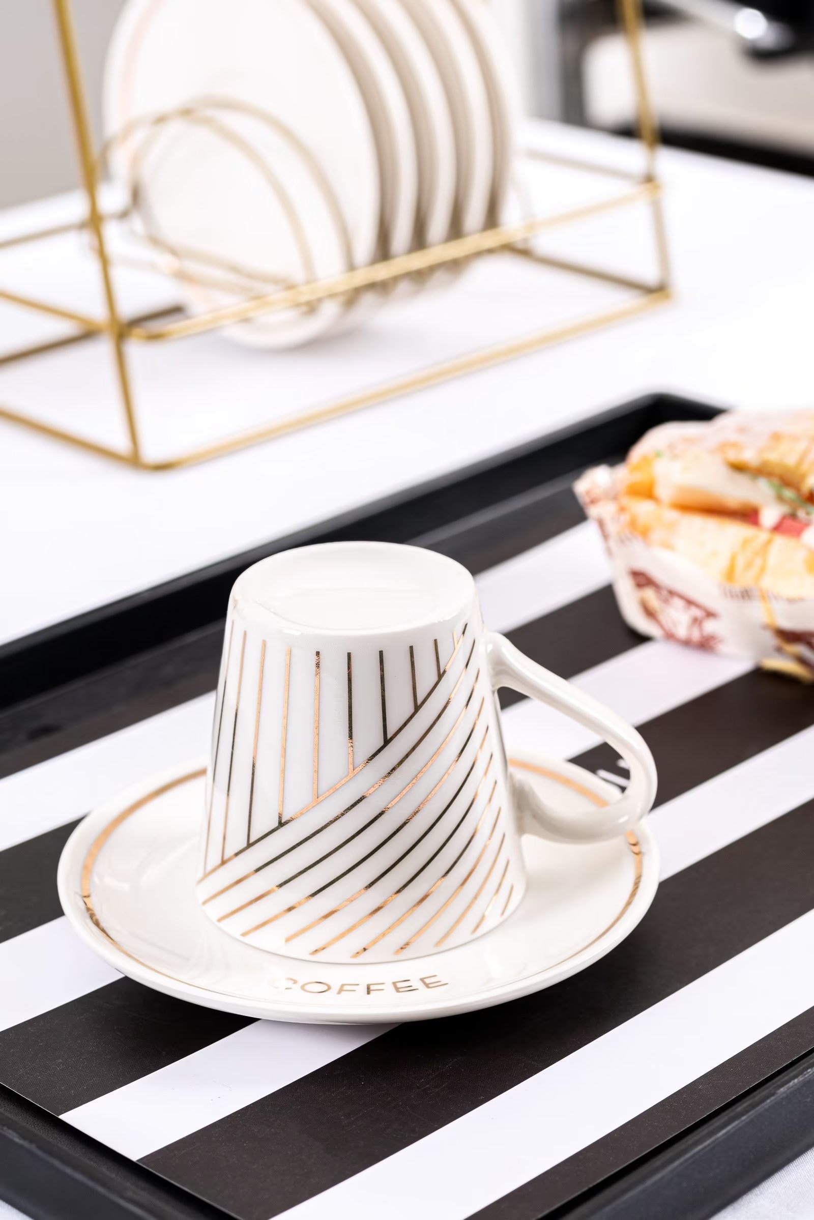 Light Luxury Gilt Years Coffee Cup Saucer Set - New Sale In The Month Specification drawing