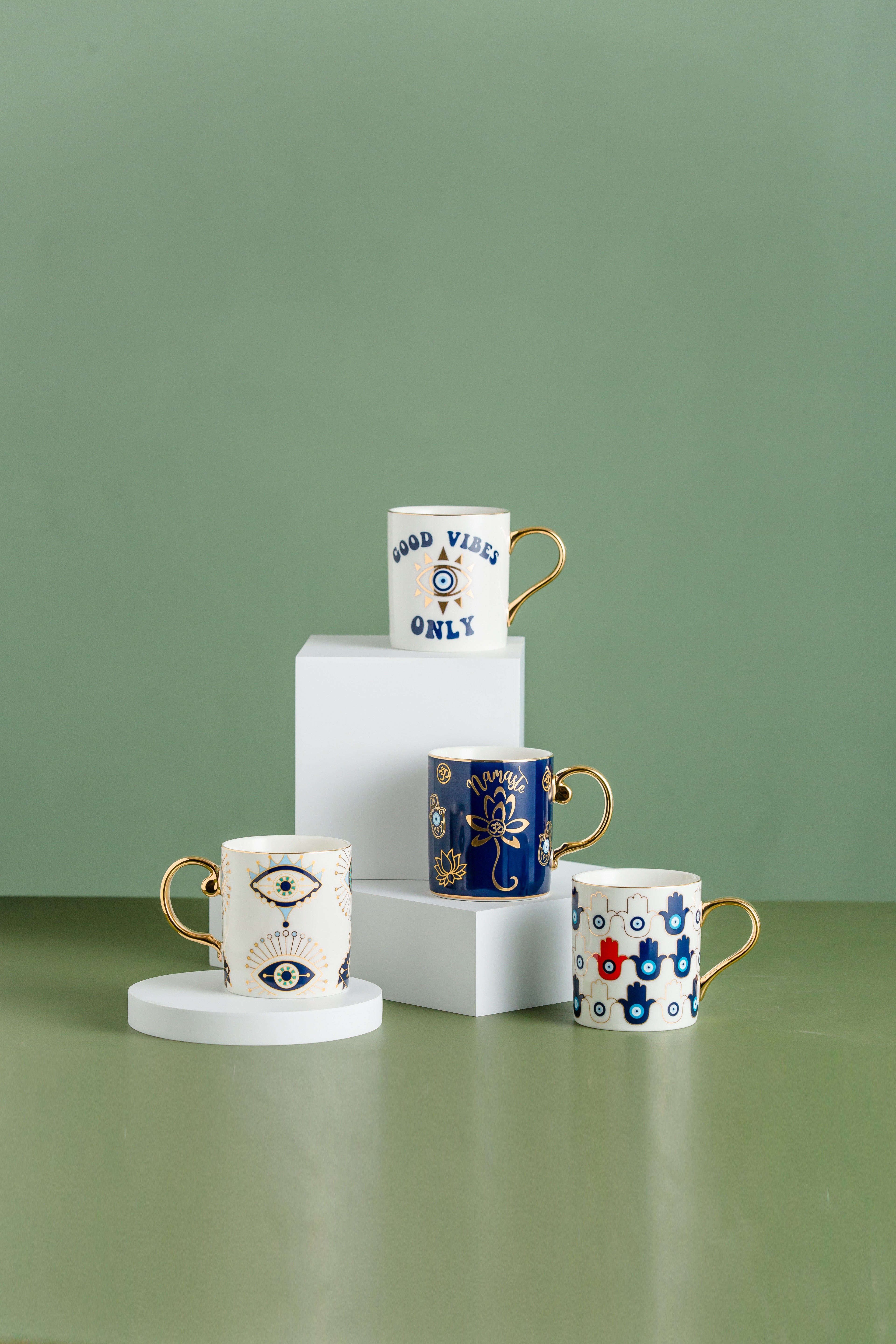 Ceramic Cup And Saucer Set Plated Devil's Eye Totem Mug Coffee Mug details Picture