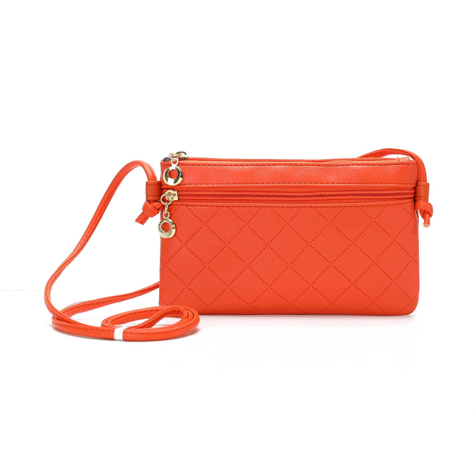 Europe and the United States purse ladies long new zipper simple solid color diamond lattice thin multi-functional large capacity crossbody bag women details Picture