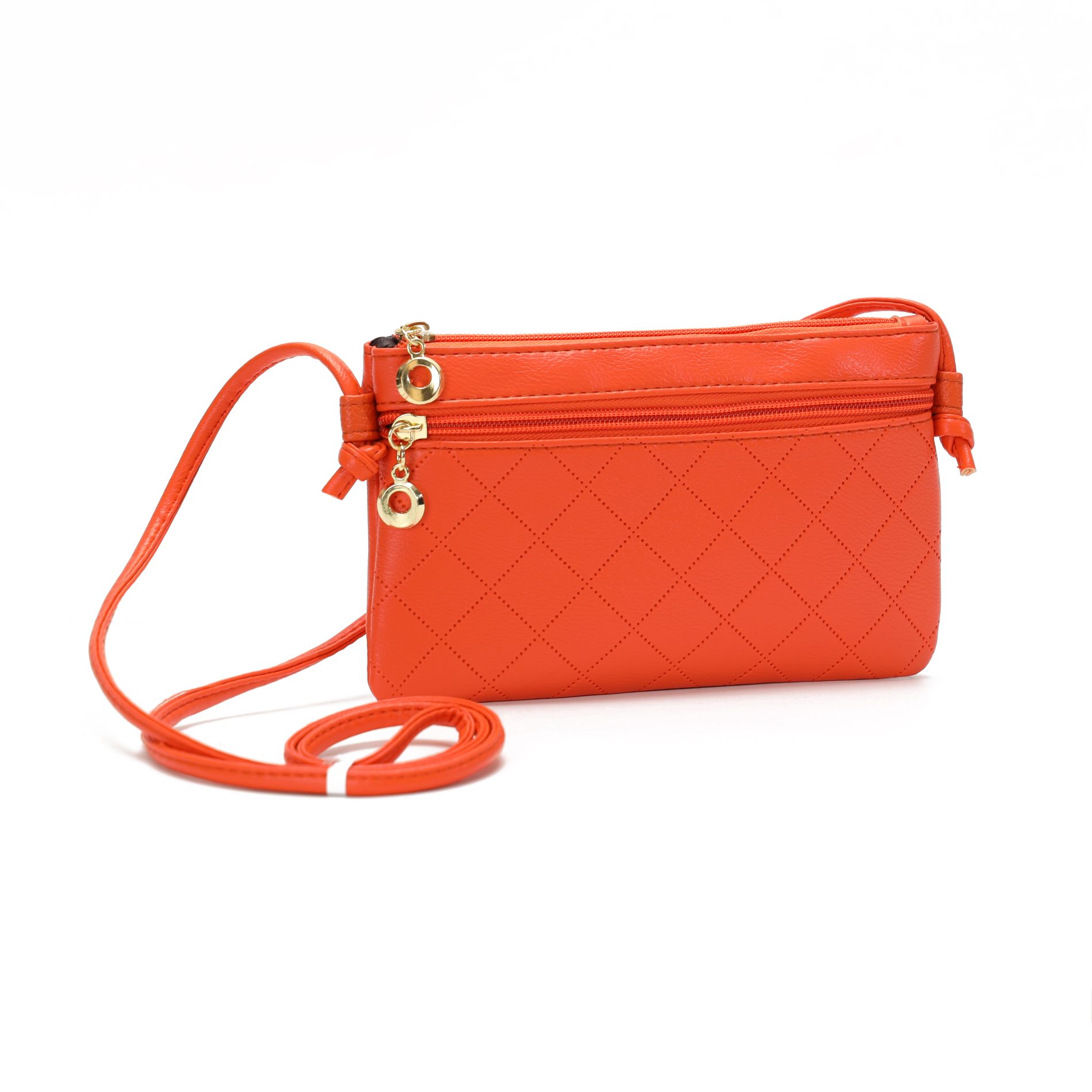 Europe and the United States purse ladies long new zipper simple solid color diamond lattice thin multi-functional large capacity crossbody bag women full figure