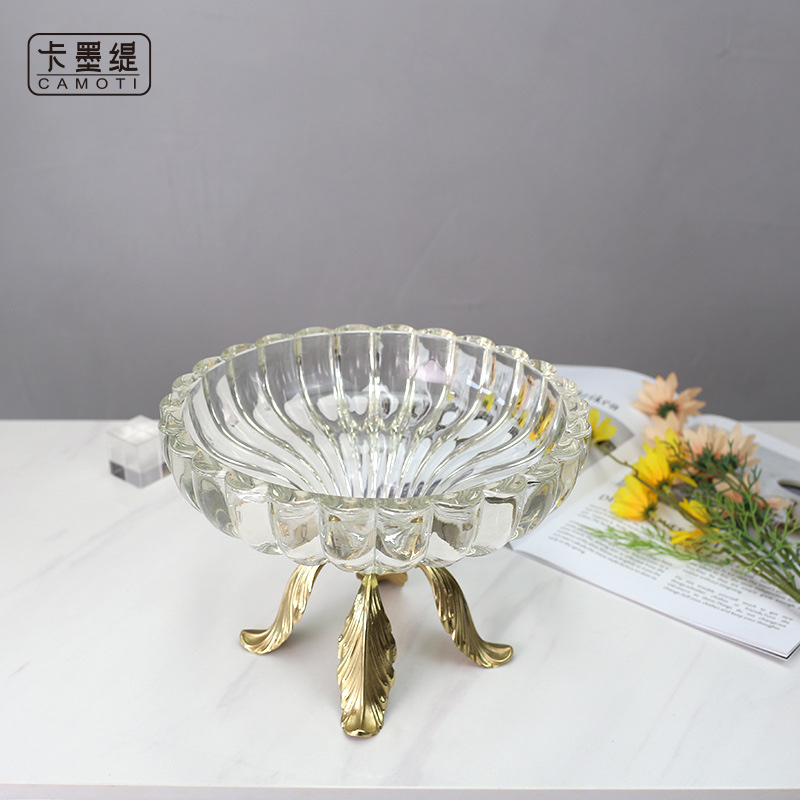 Glass plate, fruit plate, decorative dish, Glass Products 014, 7820, 3rd Floor, Zone D, Phase I of Fuyuan Glass International Trade City Application Scenario