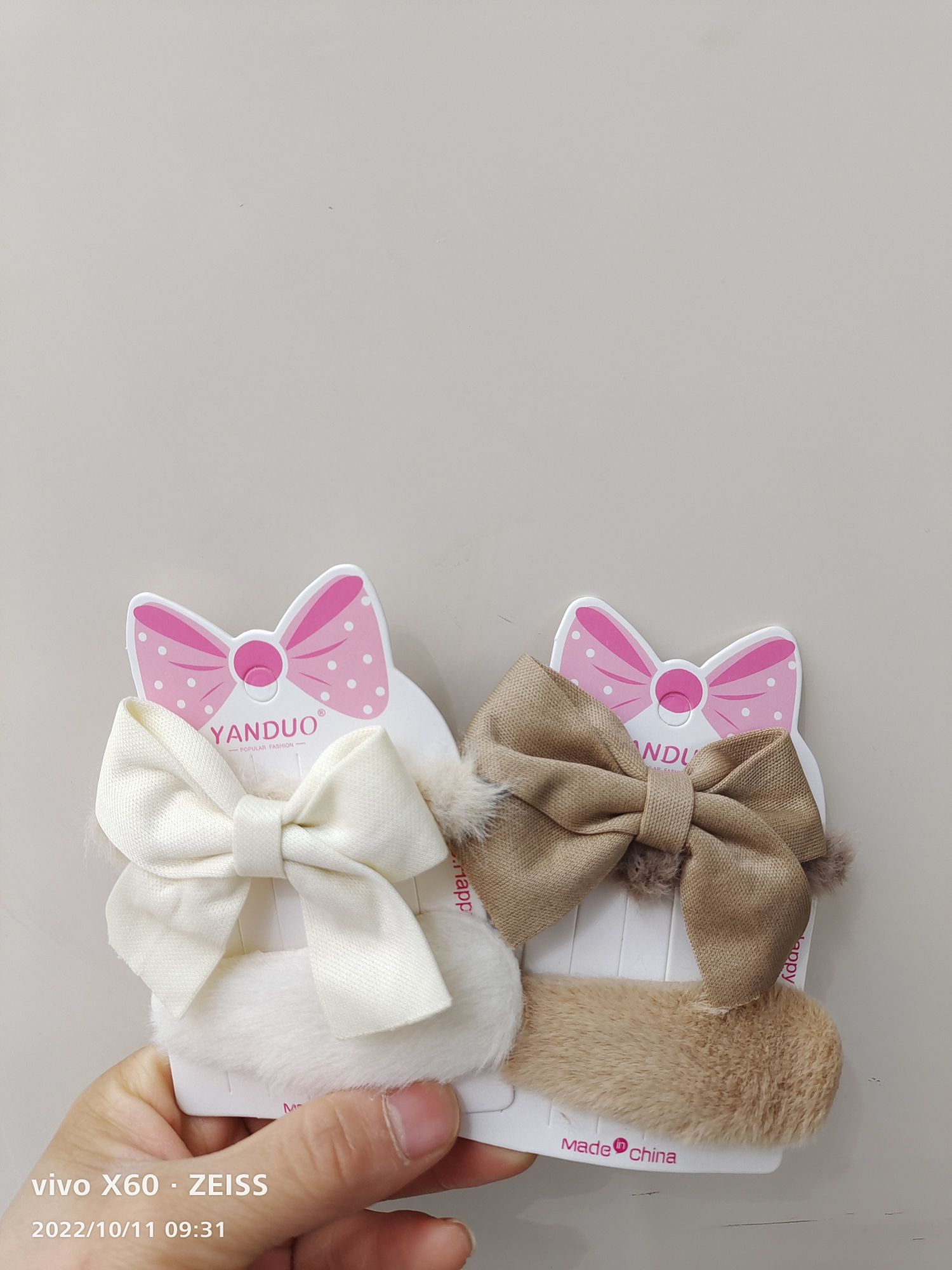 Bow Rubber Band Set Hand-Made Three Color Coffee Color Set Rubber Band Bb Clip details Picture