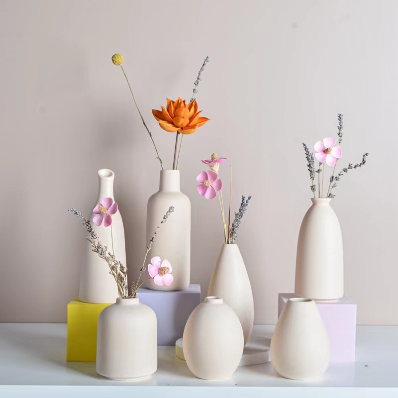 ins wind element blank Nordic ceramic vase decoration living room flower arrangement dry flower simulation flower thumbnail