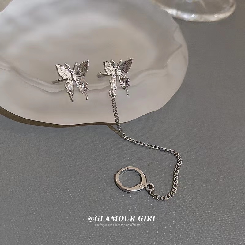 Butterfly Earrings Ear Bone Clip Earrings Female Instagram Niche Design High-Grade Sense 2022 New Trendy Earrings details Picture
