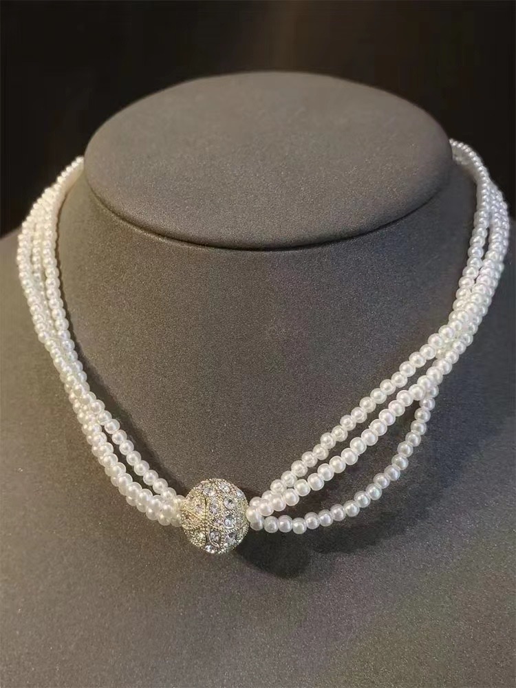 Multi-Layer Pearl Necklace Magnetic Front Buckle Adjustable Choker Storage Bag New Premium Sense Choker Specification drawing