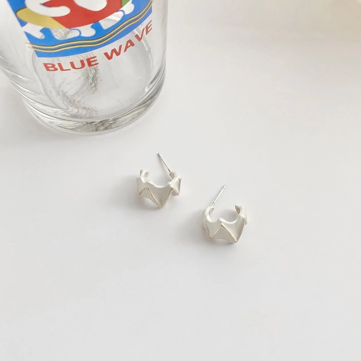 S925 Silver Needle Harbor Style Personality Geometric Line C-Word Stud Earrings Niche Design Sense High-Grade Sense Light Luxury Earrings Specification drawing
